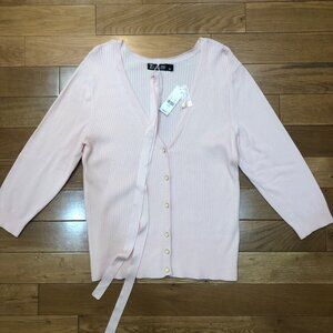 NWT 7th Avenue Design Studio Soft Pink Cardigan Sweater Size L